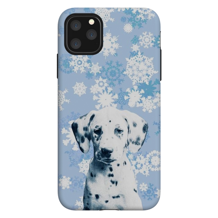 iPhone 11 Pro Max StrongFit Cute dalmatian and blue white snowflakes by Oana 
