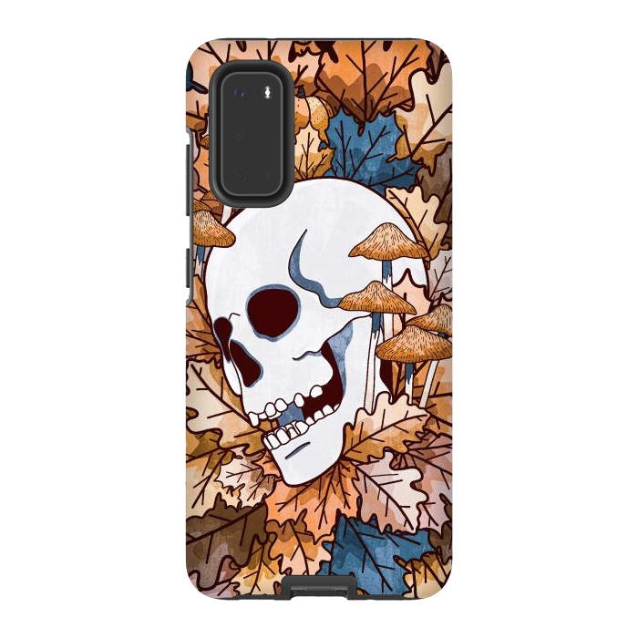 Galaxy S20 StrongFit The autumnal skull and mushrooms by Steve Wade (Swade)