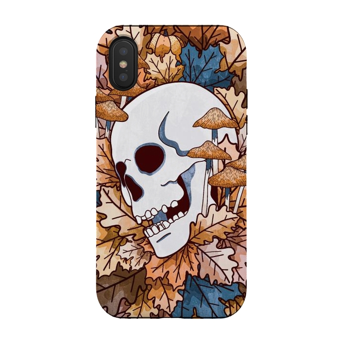 iPhone Xs / X StrongFit The autumnal skull and mushrooms by Steve Wade (Swade)