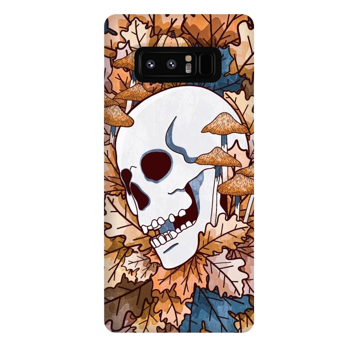 Galaxy Note 8 StrongFit The autumnal skull and mushrooms by Steve Wade (Swade)