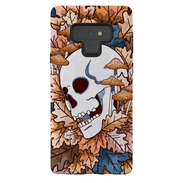 Galaxy Note 9 StrongFit The autumnal skull and mushrooms by Steve Wade (Swade)