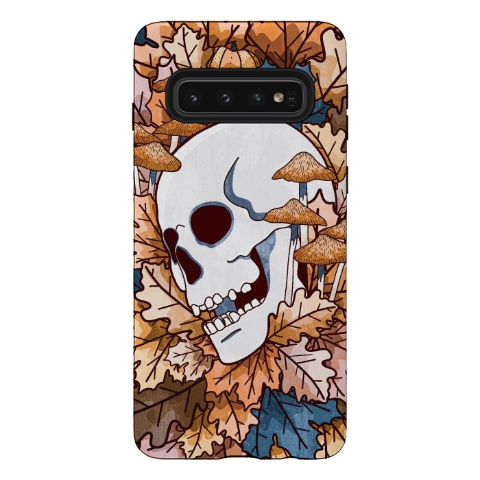 Galaxy S10 StrongFit The autumnal skull and mushrooms by Steve Wade (Swade)