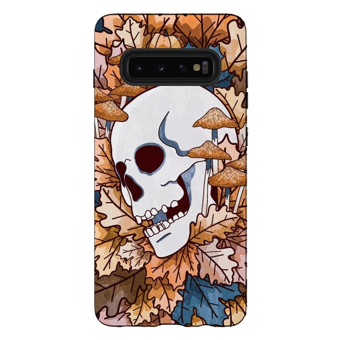 Galaxy S10 plus StrongFit The autumnal skull and mushrooms by Steve Wade (Swade)
