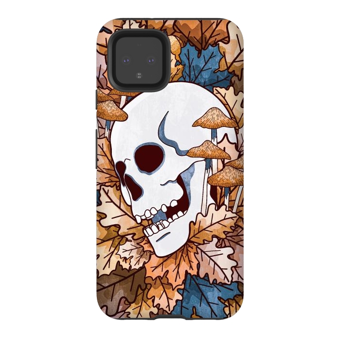 Pixel 4 StrongFit The autumnal skull and mushrooms by Steve Wade (Swade)