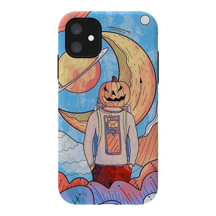 iPhone 11 StrongFit The pumpkin astronaut  by Steve Wade (Swade)