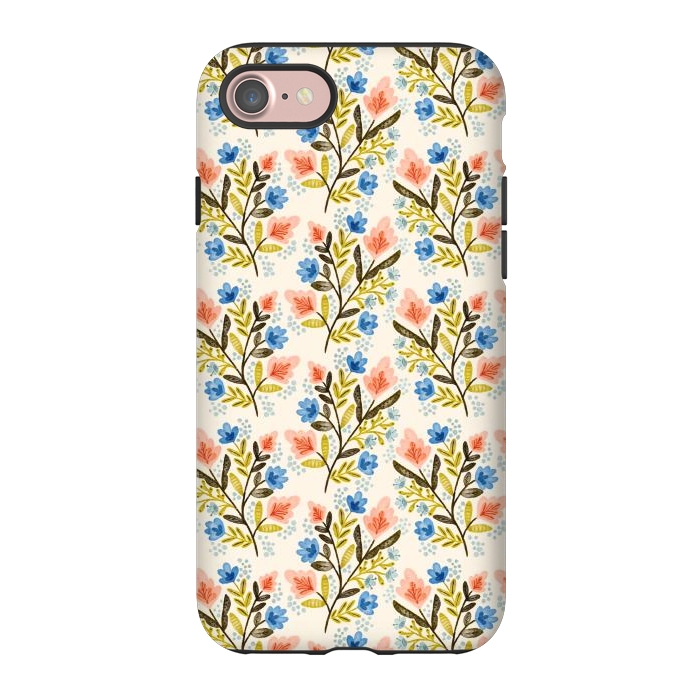 iPhone 7 StrongFit Peach and Blue Floral by Noonday Design