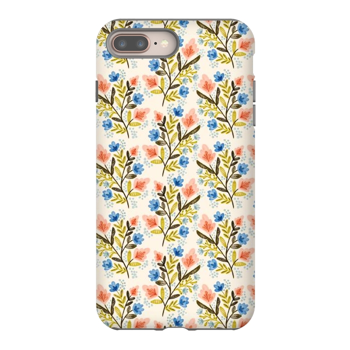 iPhone 7 plus StrongFit Peach and Blue Floral by Noonday Design