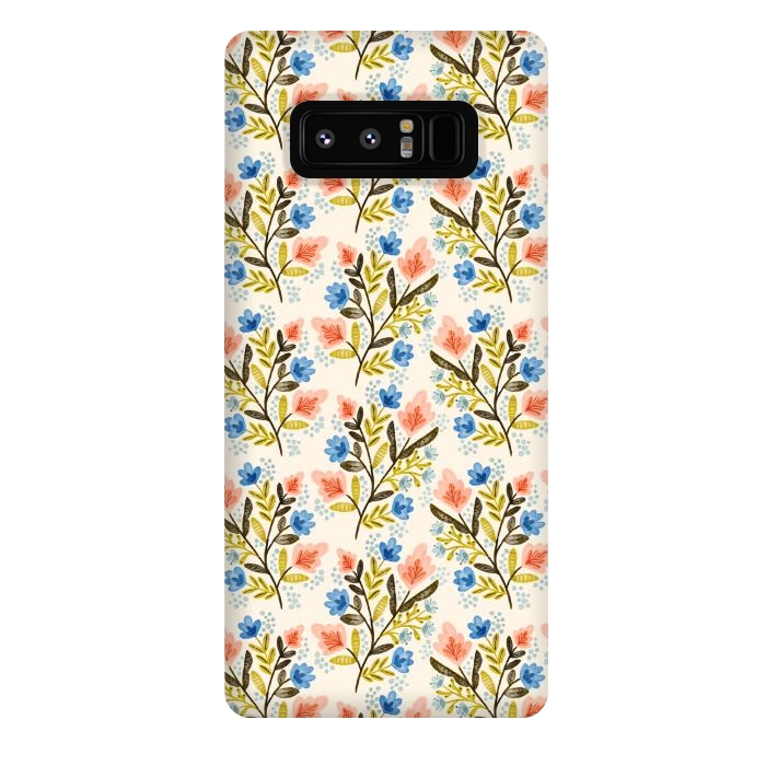 Galaxy Note 8 StrongFit Peach and Blue Floral by Noonday Design