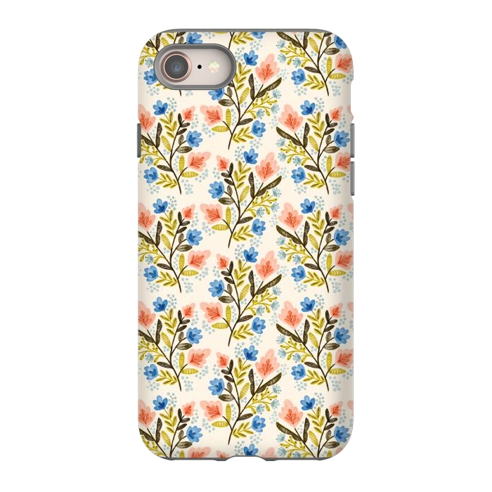 iPhone 8 StrongFit Peach and Blue Floral by Noonday Design
