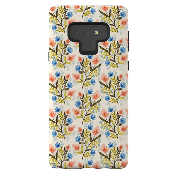 Galaxy Note 9 StrongFit Peach and Blue Floral by Noonday Design