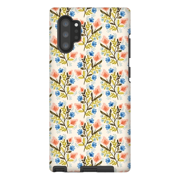 Galaxy Note 10 plus StrongFit Peach and Blue Floral by Noonday Design