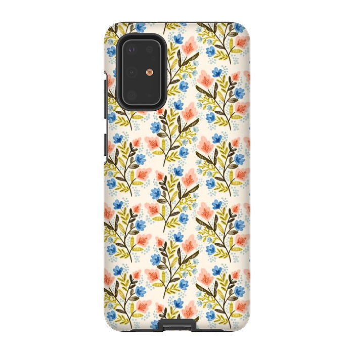 Galaxy S20 Plus StrongFit Peach and Blue Floral by Noonday Design
