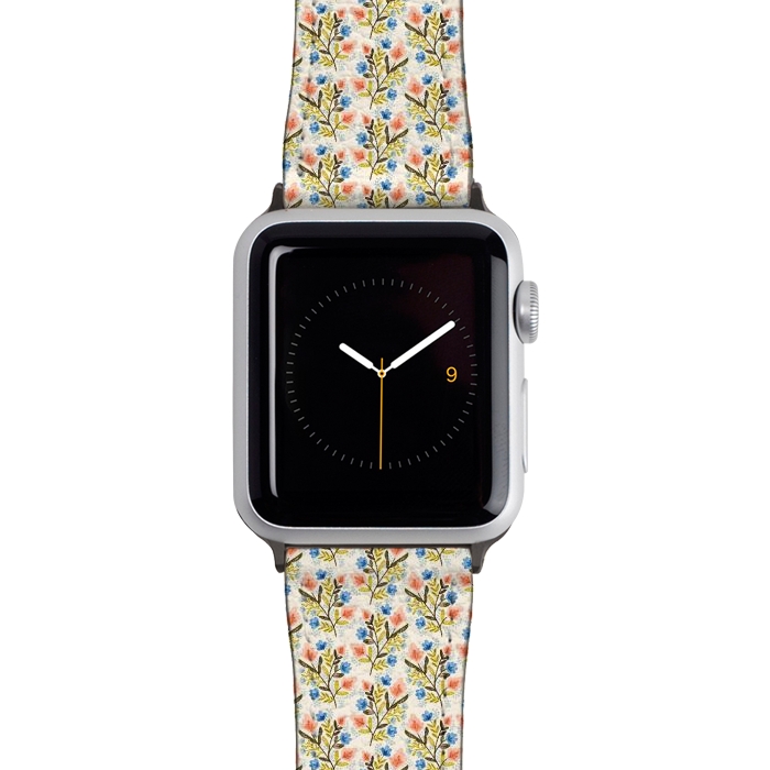 Watch 38mm / 40mm Strap PU leather Peach and Blue Floral by Noonday Design