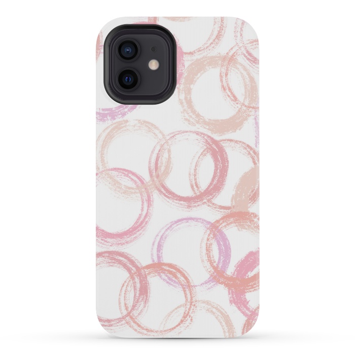 iPhone 12 mini StrongFit Pink Circles by Martina