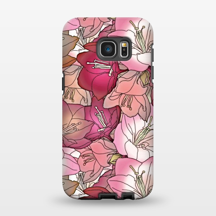 Galaxy S7 EDGE StrongFit Pink flowers  by Winston