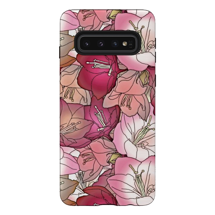 Galaxy S10 StrongFit Pink flowers  by Winston