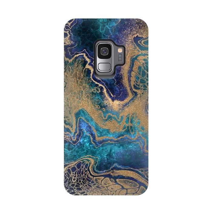 Galaxy S9 StrongFit Abstract Background Blue Gold Marble by ArtsCase