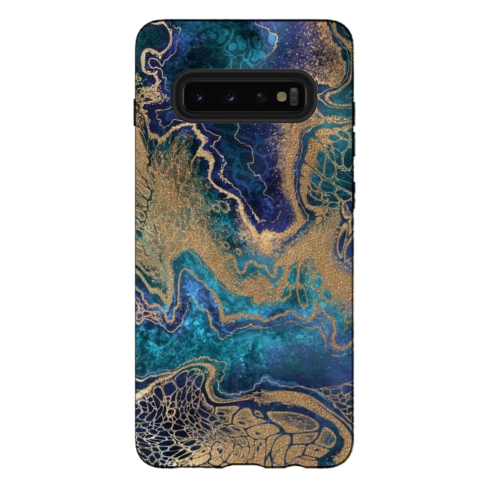 Galaxy S10 plus StrongFit Abstract Background Blue Gold Marble by ArtsCase