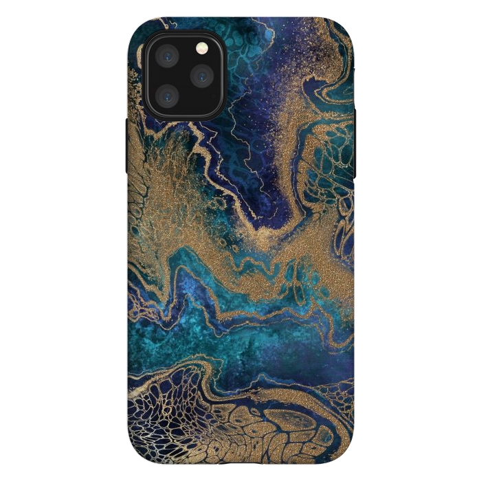 iPhone 11 Pro Max StrongFit Abstract Background Blue Gold Marble by ArtsCase