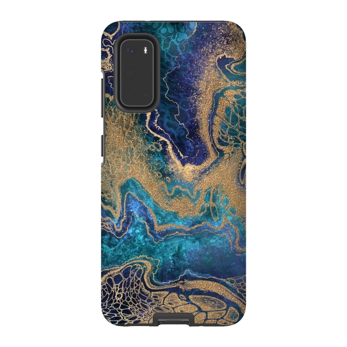 Galaxy S20 StrongFit Abstract Background Blue Gold Marble by ArtsCase