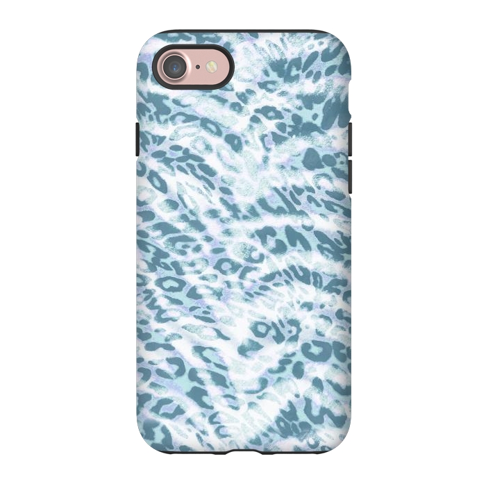 iPhone 7 StrongFit Baby blue brushed leopard print and tiger stripes by Oana 