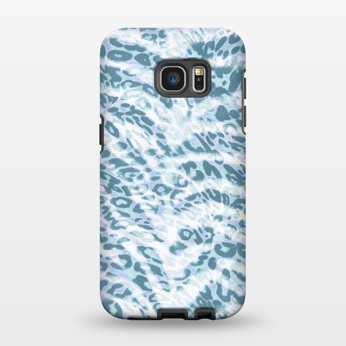 Galaxy S7 EDGE StrongFit Baby blue brushed leopard print and tiger stripes by Oana 