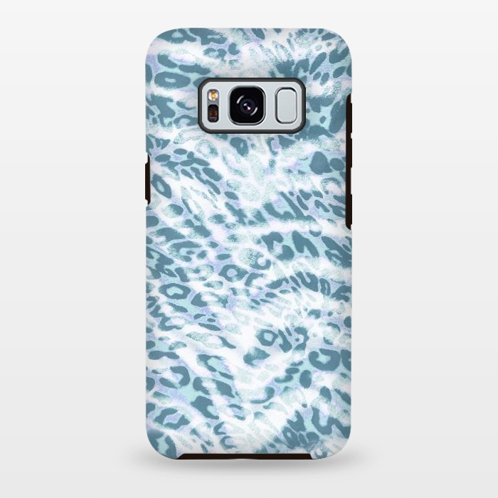 Galaxy S8 plus StrongFit Baby blue brushed leopard print and tiger stripes by Oana 