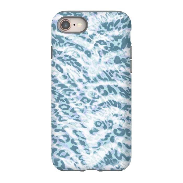 iPhone 8 StrongFit Baby blue brushed leopard print and tiger stripes by Oana 