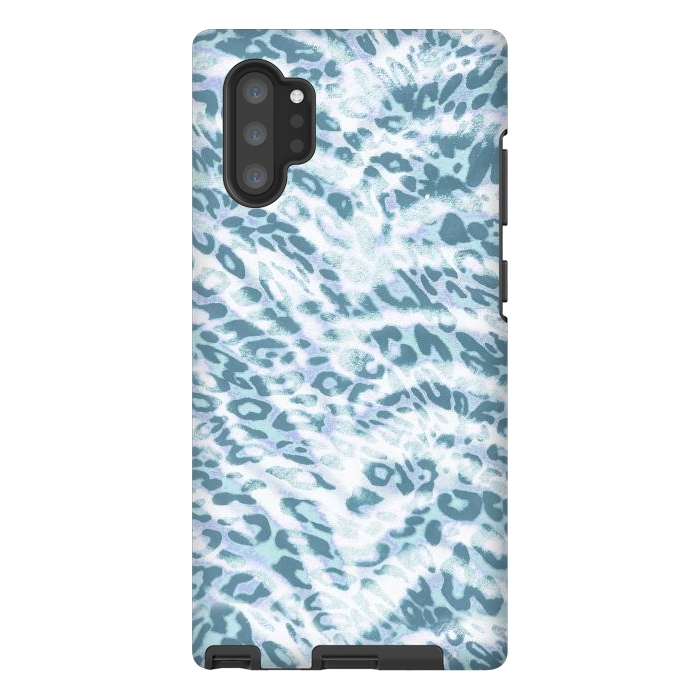 Galaxy Note 10 plus StrongFit Baby blue brushed leopard print and tiger stripes by Oana 