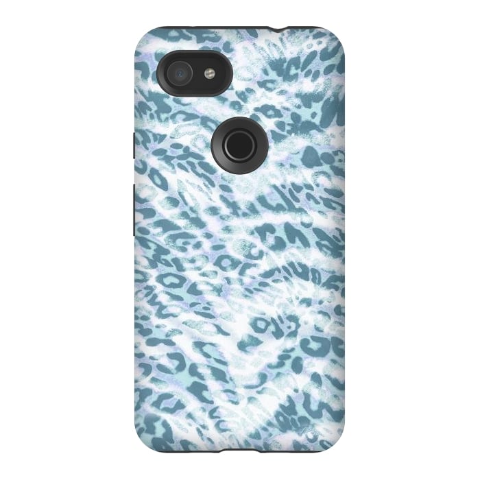 Pixel 3AXL StrongFit Baby blue brushed leopard print and tiger stripes by Oana 