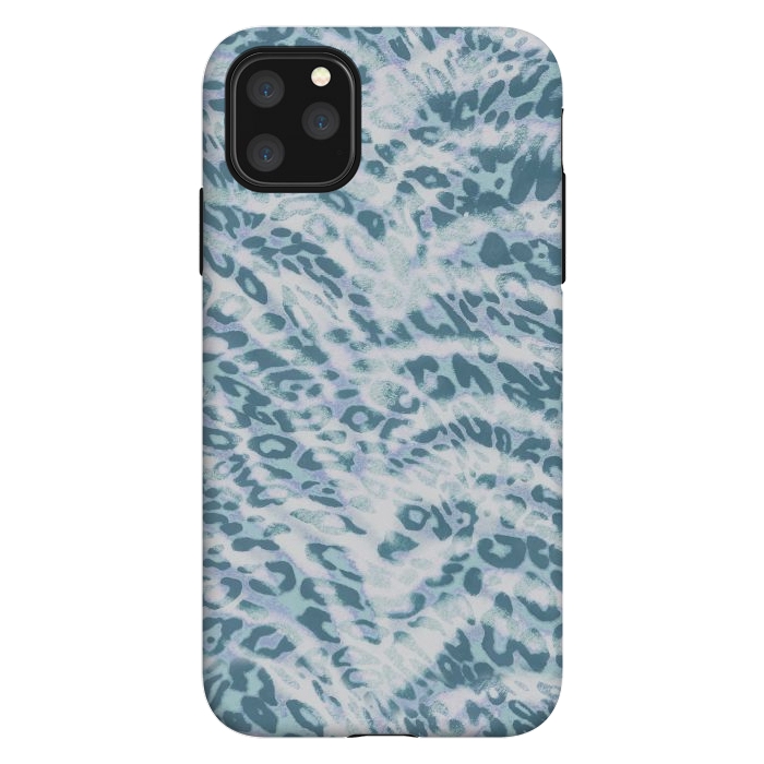 iPhone 11 Pro Max StrongFit Baby blue brushed leopard print and tiger stripes by Oana 