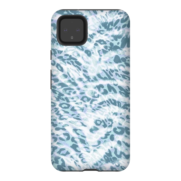 Pixel 4XL StrongFit Baby blue brushed leopard print and tiger stripes by Oana 