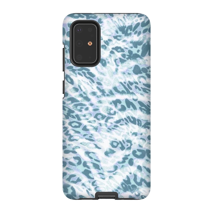 Galaxy S20 Plus StrongFit Baby blue brushed leopard print and tiger stripes by Oana 