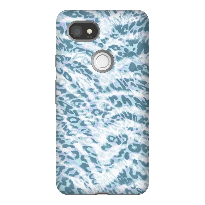 Pixel 2XL StrongFit Baby blue brushed leopard print and tiger stripes by Oana 