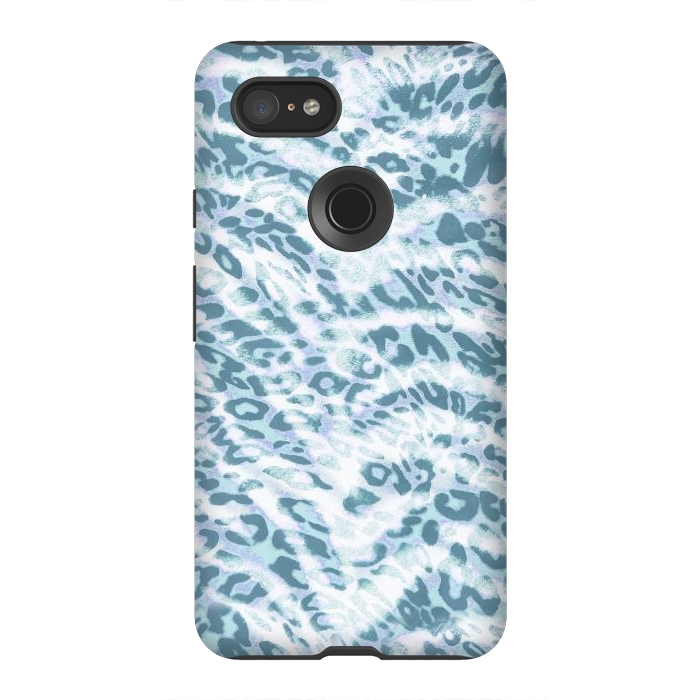 Pixel 3XL StrongFit Baby blue brushed leopard print and tiger stripes by Oana 