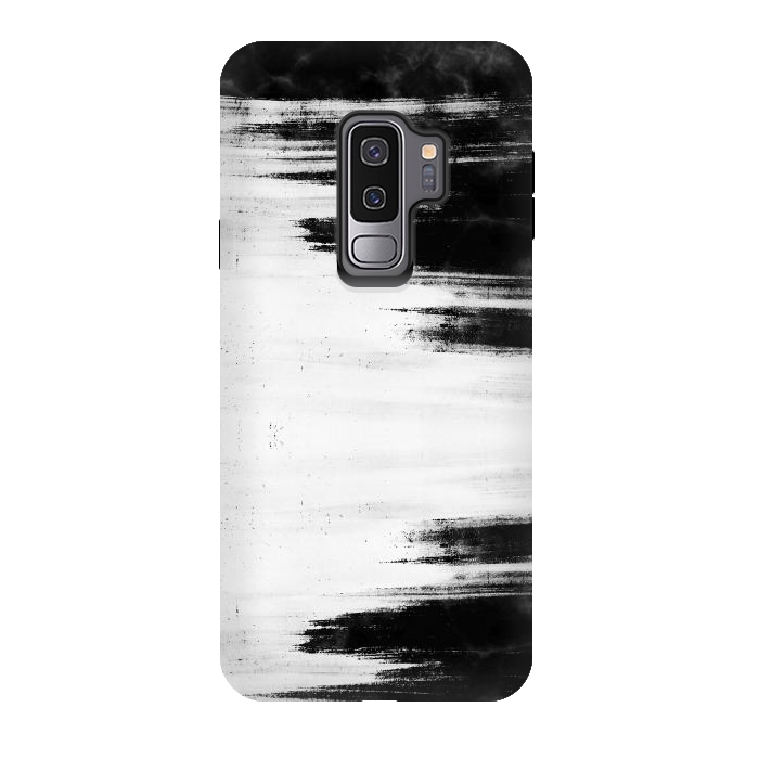 Galaxy S9 plus StrongFit Black and white brushed marble by Oana 
