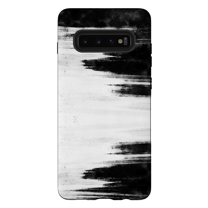 Galaxy S10 plus StrongFit Black and white brushed marble by Oana 