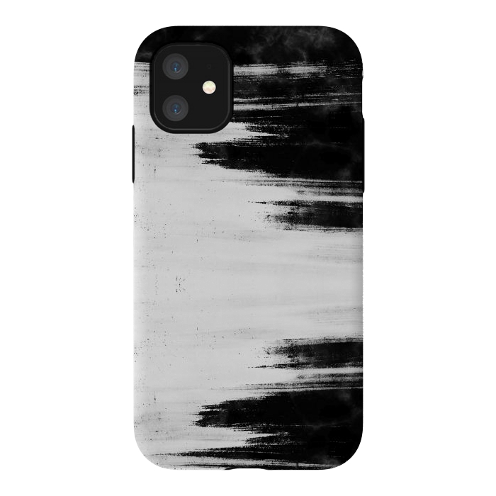 iPhone 11 StrongFit Black and white brushed marble by Oana 