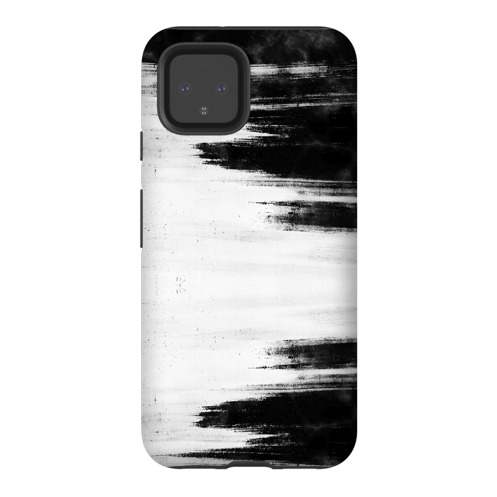 Pixel 4 StrongFit Black and white brushed marble by Oana 