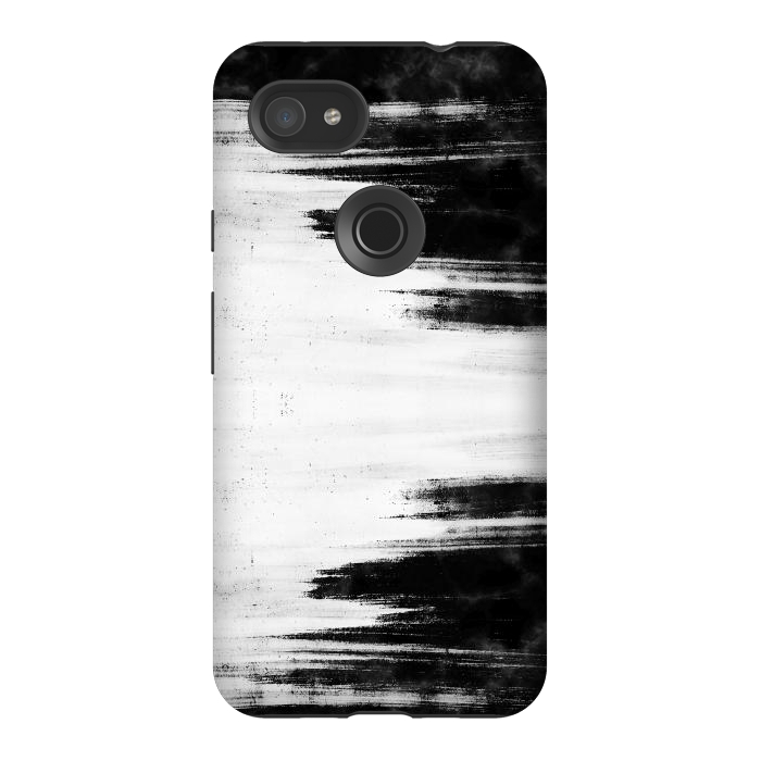 Pixel 3AXL StrongFit Black and white brushed marble by Oana 