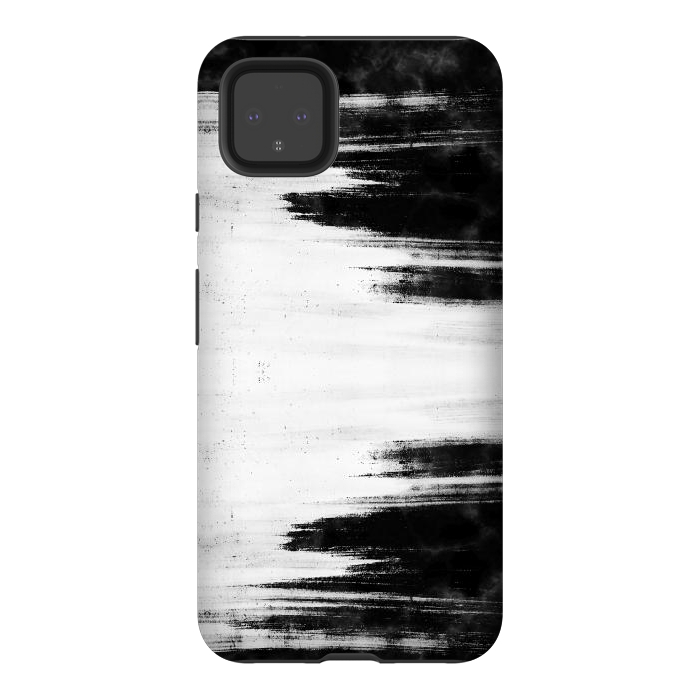 Pixel 4XL StrongFit Black and white brushed marble by Oana 