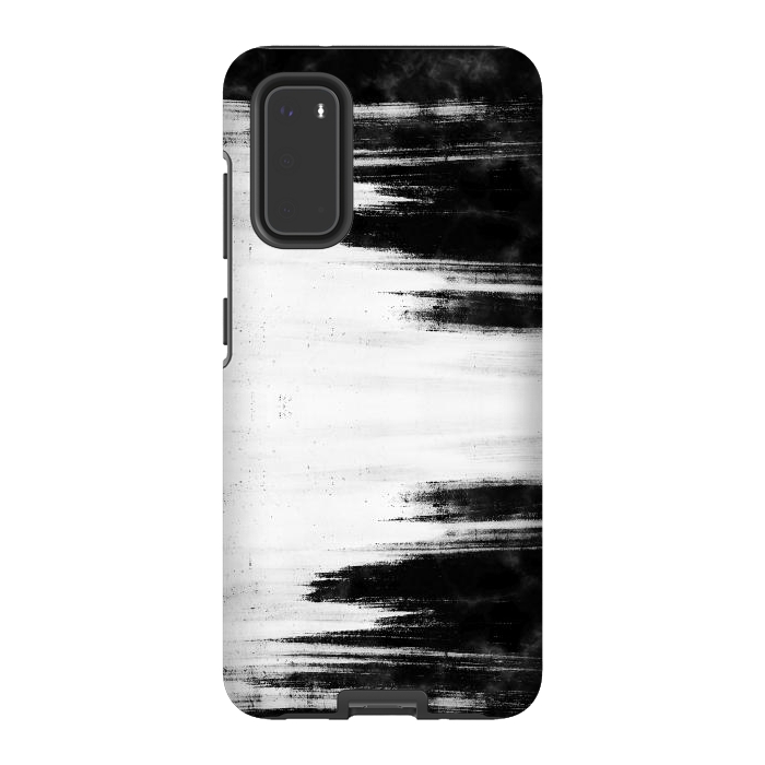 Galaxy S20 StrongFit Black and white brushed marble by Oana 