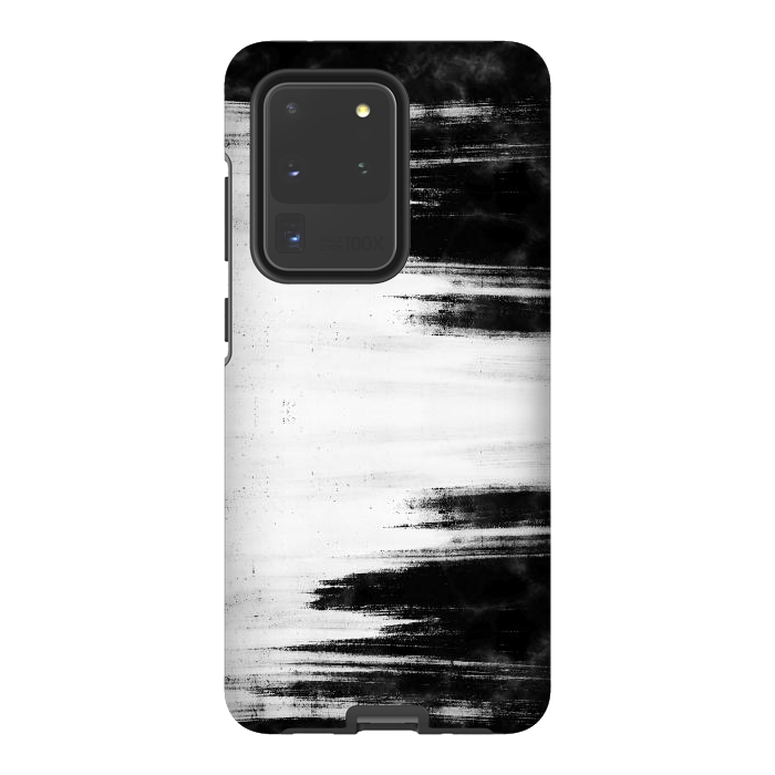 Galaxy S20 Ultra StrongFit Black and white brushed marble by Oana 