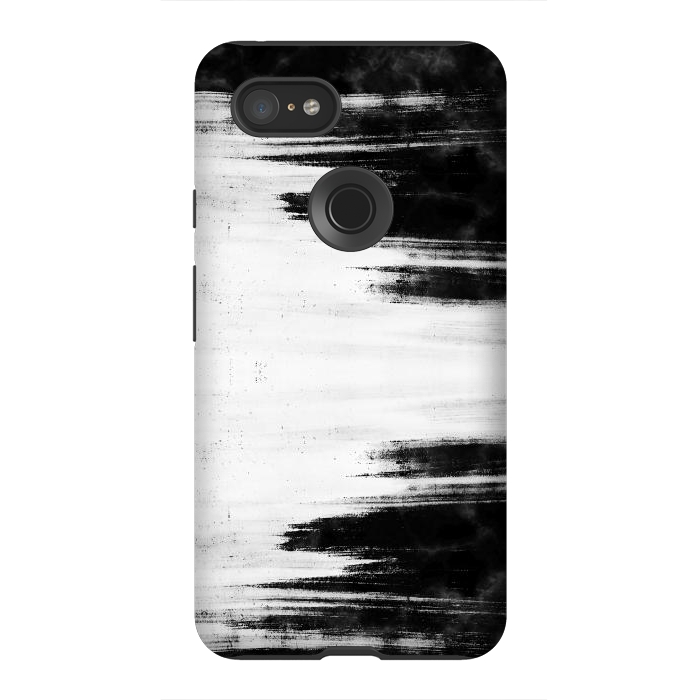 Pixel 3XL StrongFit Black and white brushed marble by Oana 