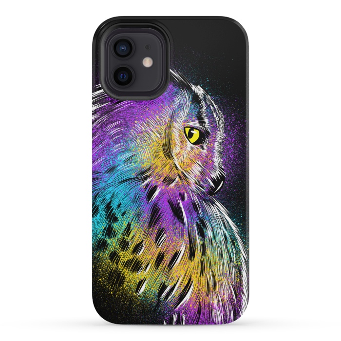 iPhone 12 mini StrongFit Sketch Owl Colorful by Alberto