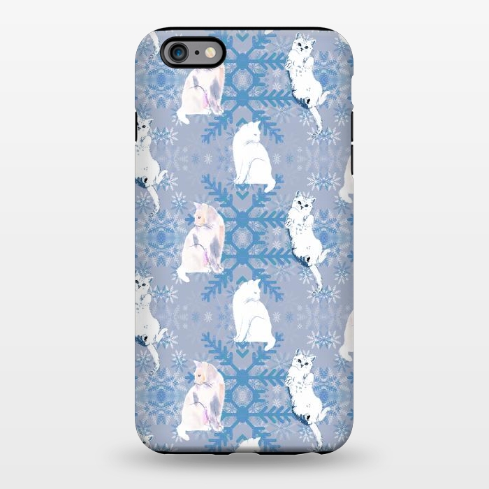 iPhone 6/6s plus StrongFit Cute white cats and blue Christmas snowflakes by Oana 