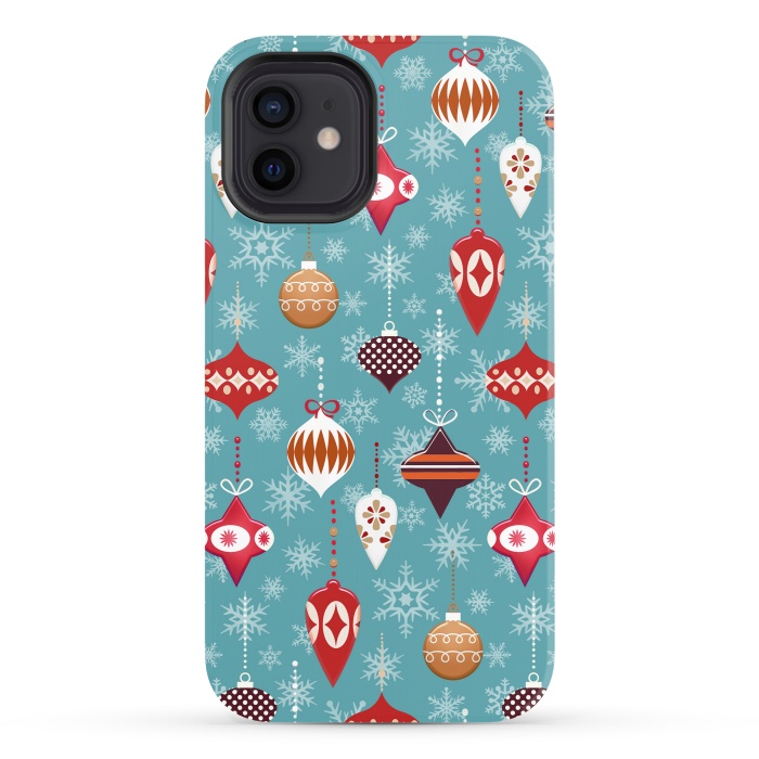 iPhone 12 StrongFit Colorful decorated Christmas ornaments by Oana 