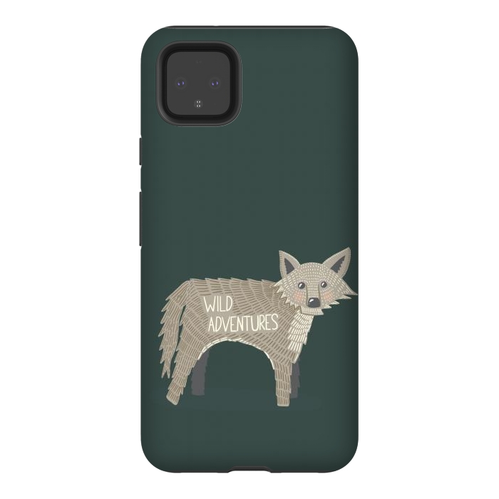 Pixel 4XL StrongFit Wild Adventures Wolf  by Edith May