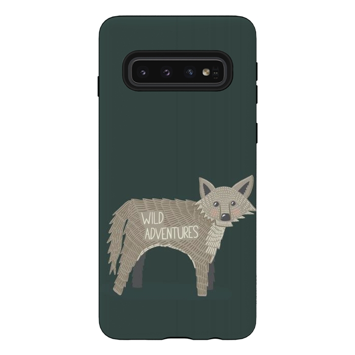 Galaxy S10 StrongFit Wild Adventures Wolf  by Edith May
