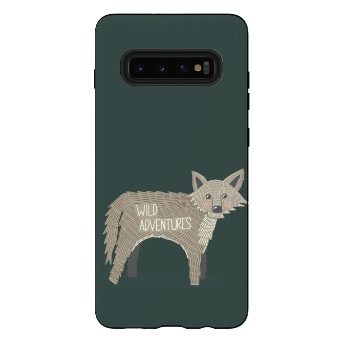 Galaxy S10 plus StrongFit Wild Adventures Wolf  by Edith May